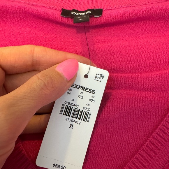 Express Hot Pink Knit Sweater Dress Dolman Stretch Size M XL NEW $88 - Picture 11 of 15